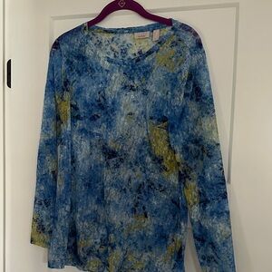 Vibrant Long Sleeve Top in Blue and Yellow